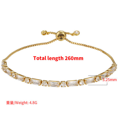 New Zircon Bracelet Square Round Adjustable Pull Bracelet Jewelry Accessories