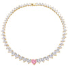 New Peach Heart Zircon Necklace Pink Heart Necklace Cross-border Exclusively Necklace