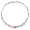 New Peach Heart Zircon Necklace Pink Heart Necklace Cross-border Exclusively Necklace