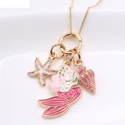 New Mermaid Pendant Alloy Pendant Box Chain Children Necklace