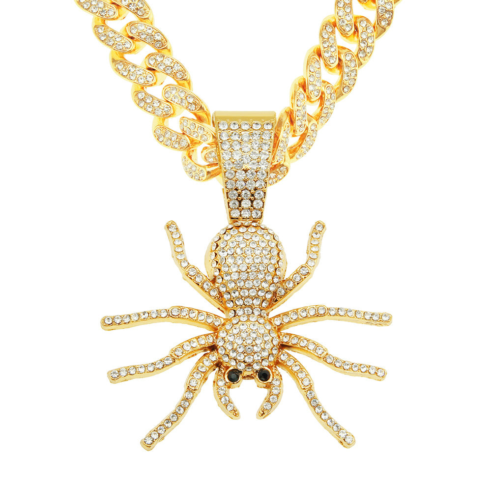 Street Exaggerated Personality Diamond Pendant Hip Hop Spider Necklace