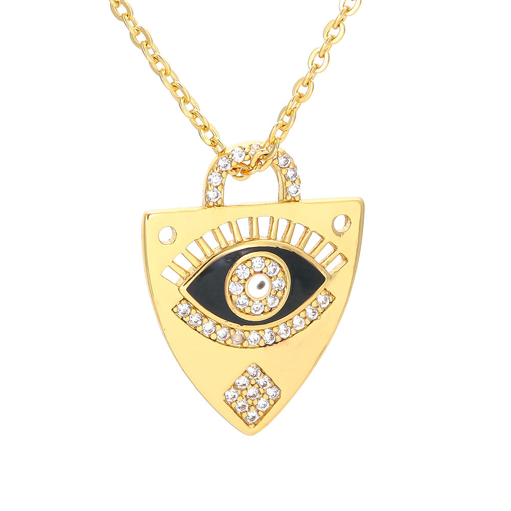 Dripping Oil Eye Pendant Necklace Geometric Color Devil's Eye Clavicle Chain