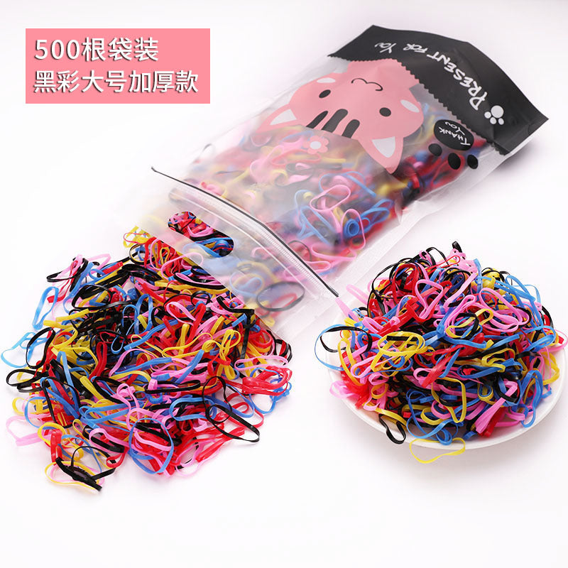 Children'S Headdress Rubber Band Hair Tie Black Rubber Band Thickened Hair Rope