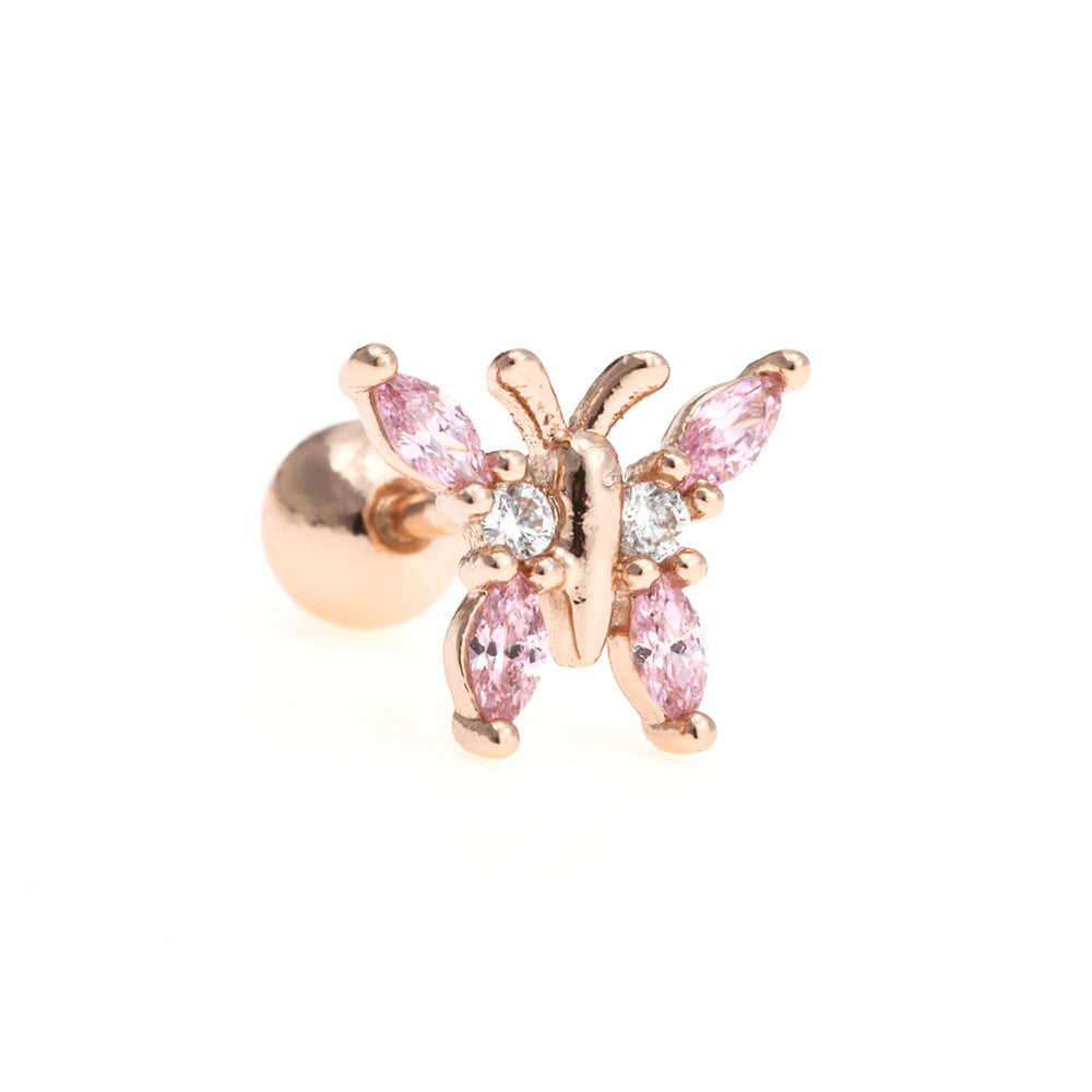 Fashion Butterfly Stud Temperament Simple Thread Lock Earrings