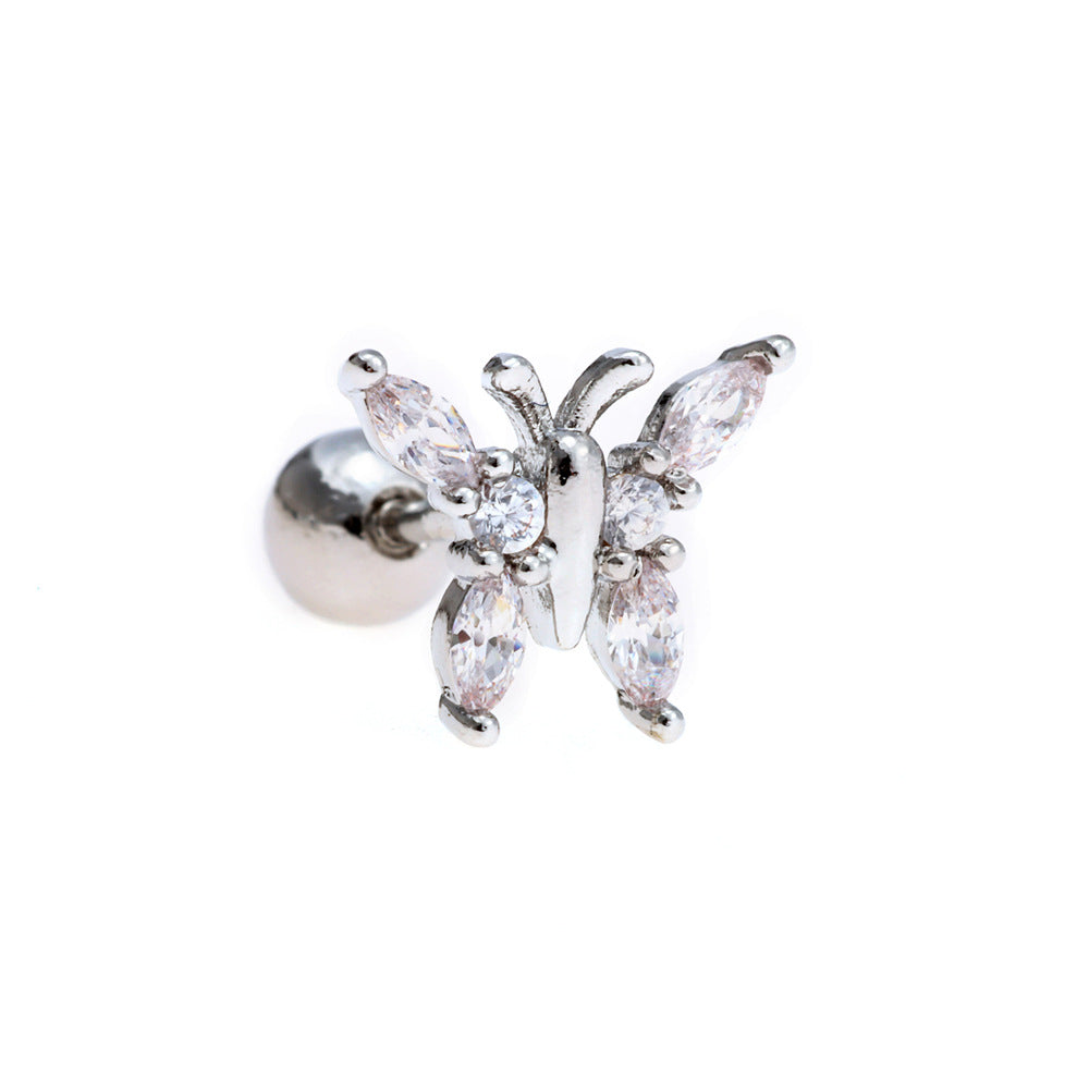 Fashion Butterfly Stud Temperament Simple Thread Lock Earrings