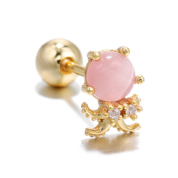 Ocean Series Ear Bone Nail Lock Ball Piercing Seahorse Starfish Earrings
