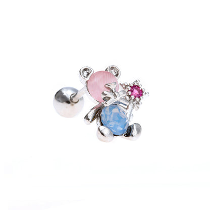 Fairy Stick Bear Ear Bone Screw Piercing Stars Ear Studs