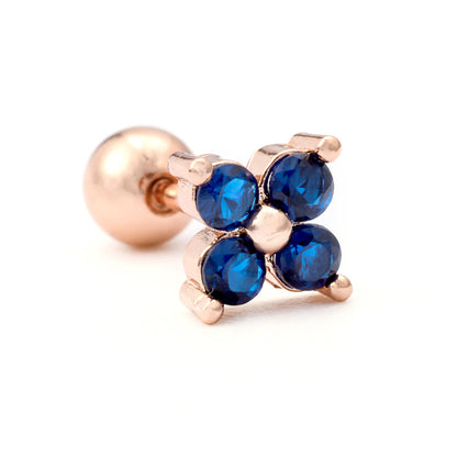 Blue Flower Bloggers Screw Piercing Ear Bone Nail Earrings