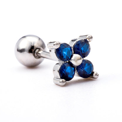 Blue Flower Bloggers Screw Piercing Ear Bone Nail Earrings