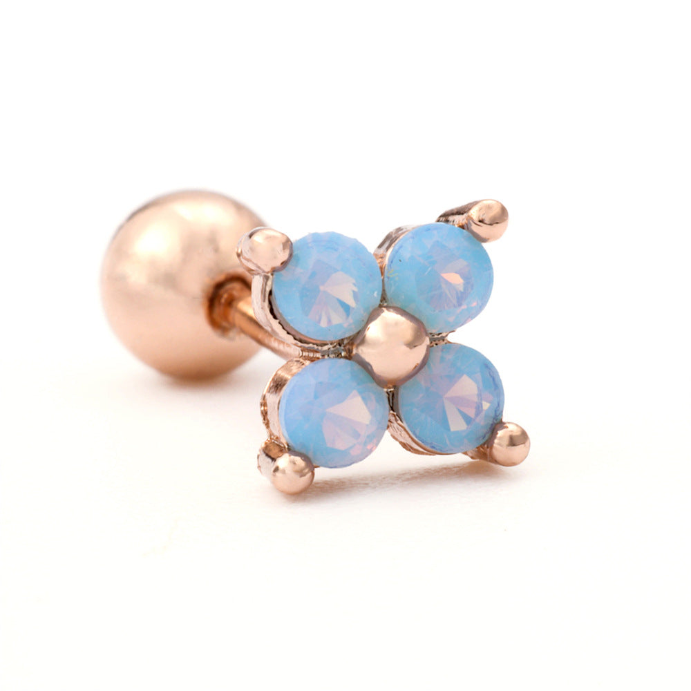 Blue Flower Bloggers Screw Piercing Ear Bone Nail Earrings