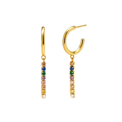 European And American Color Diamond Rainbow Earrings Long Ear Buckle