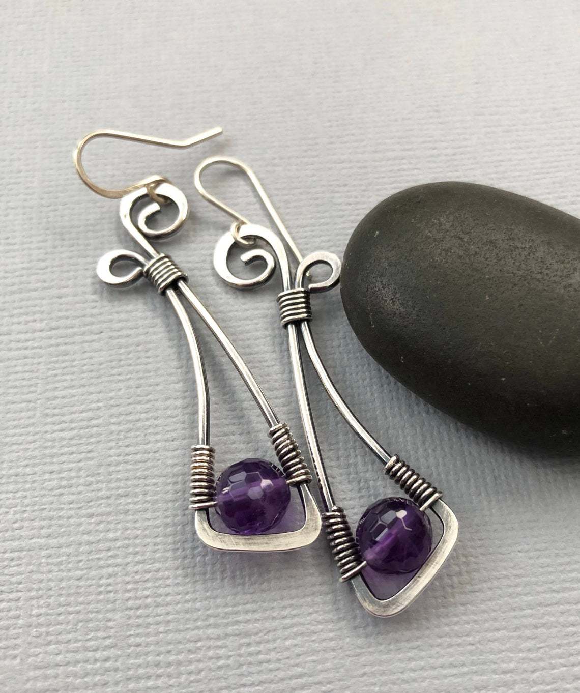 Bohemian Purple Amethyst Earrings European And American Creative Winding Earrings