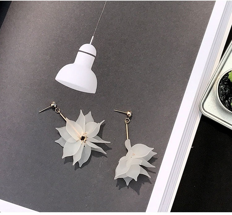 Korea's New Petal Earrings Lotus Flower Earrings Long Tassel Earrings