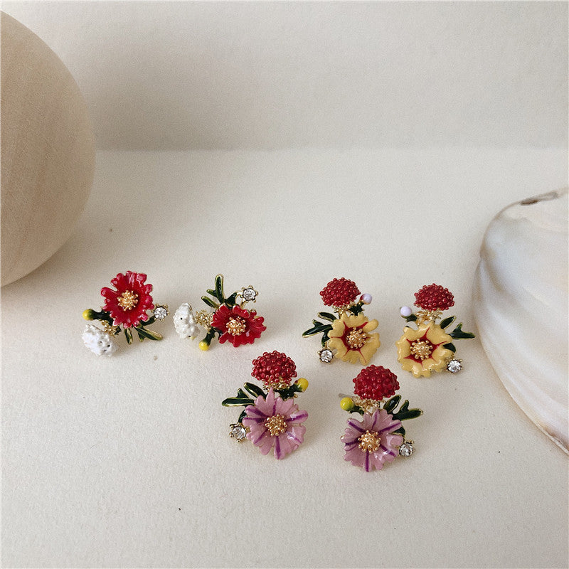 1 Pair Elegant Lady Flower Plating Alloy Ear Studs