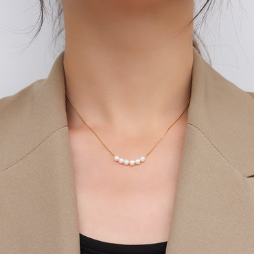 Simple Pearl Clavicle Chain Jewelry Titanium Steel Necklace