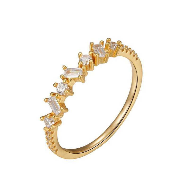 Exquisite Irregular Fashion Crystal Golen Metal Ring