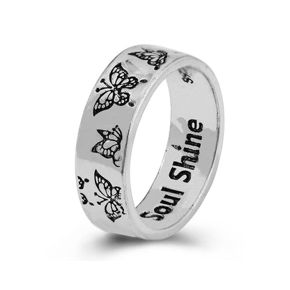 Vintage Engraving Dating Couple Ladies Magic Butterfly Ring