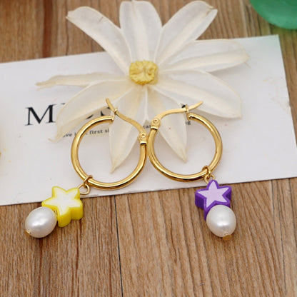 Bohemian Color Matching Simple Soft Ceramic Pearl Earrings Wholesale