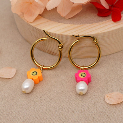 Bohemian Color Matching Simple Soft Ceramic Pearl Earrings Wholesale