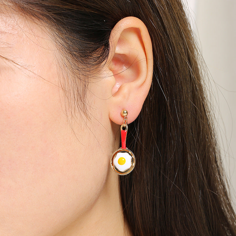 Asymmetrical Fried Egg Donuts Unicorn Earrings Wholesale