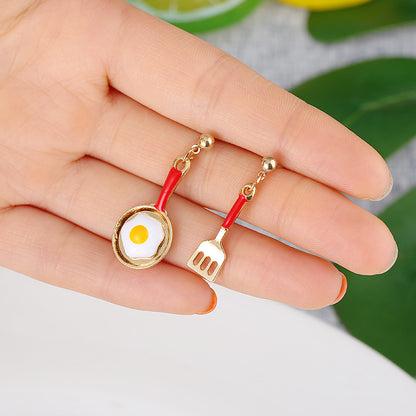 Asymmetrical Fried Egg Donuts Unicorn Earrings Wholesale