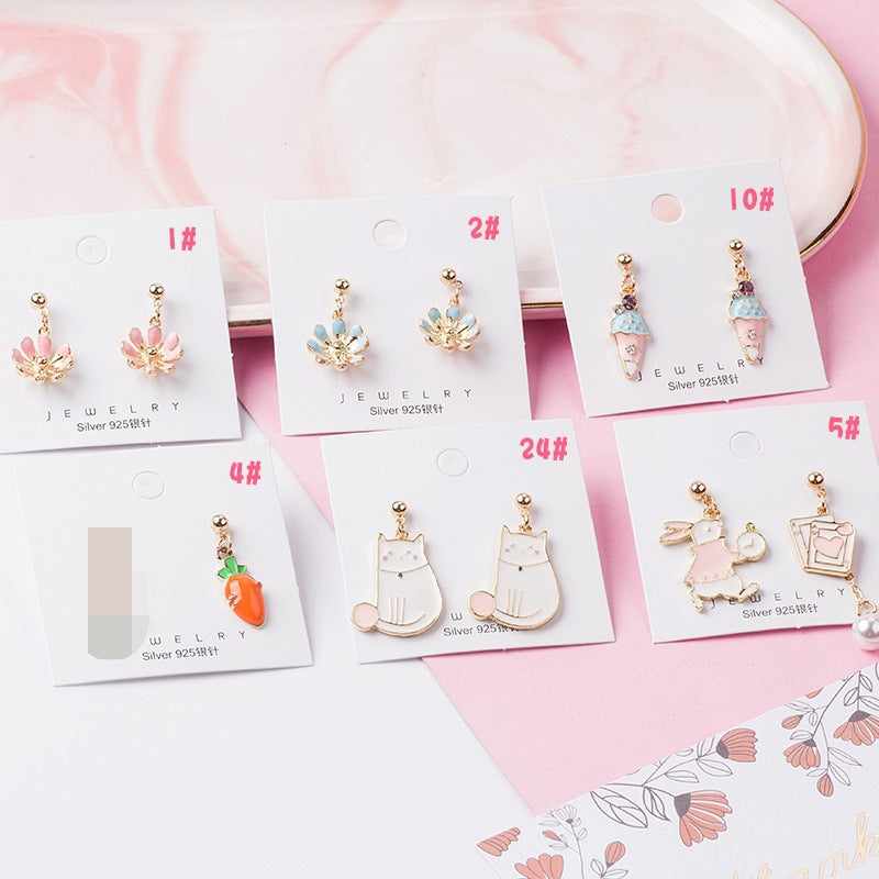 Asymmetrical Fried Egg Donuts Unicorn Earrings Wholesale