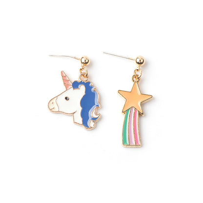 Asymmetrical Fried Egg Donuts Unicorn Earrings Wholesale