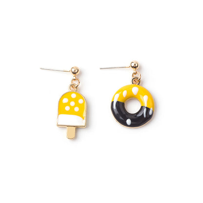 Asymmetrical Fried Egg Donuts Unicorn Earrings Wholesale