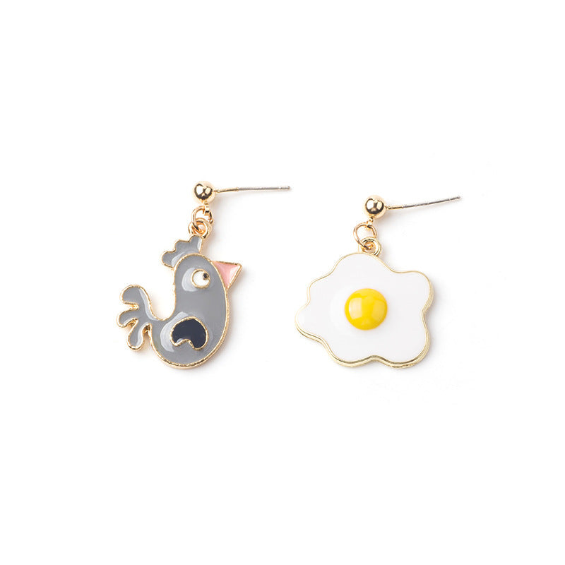 Asymmetrical Fried Egg Donuts Unicorn Earrings Wholesale