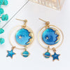 1 Pair Fashion Star Moon Alloy Asymmetrical Enamel Hollow Out Women's Drop Earrings