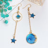 1 Pair Fashion Star Moon Alloy Asymmetrical Enamel Hollow Out Women's Drop Earrings