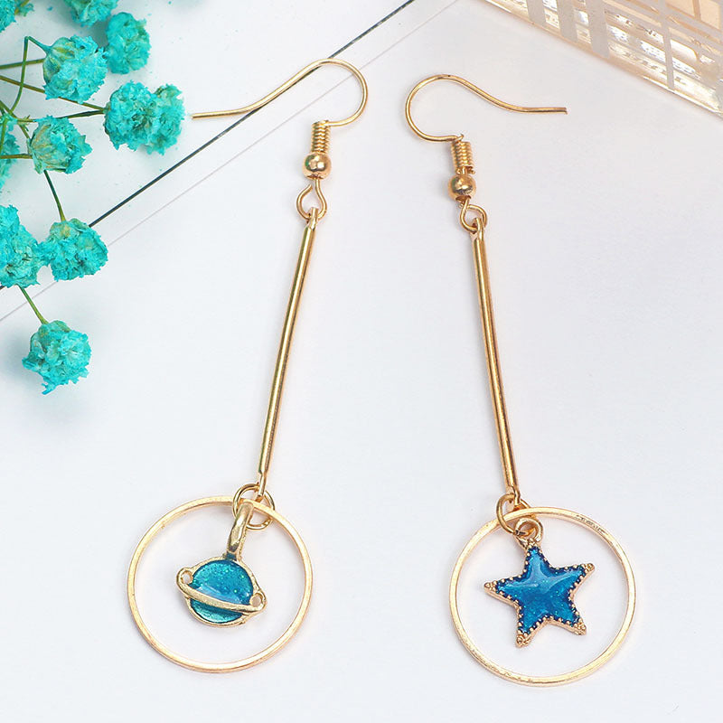 1 Pair Fashion Star Moon Alloy Asymmetrical Enamel Hollow Out Women's Drop Earrings