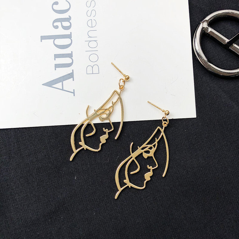 1 Pair Fashion Human Face Metal Plating Women's Drop Earrings