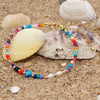 Ethnic Style Rainbow Glass Bead Freshwater Pearl Anklet