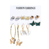 Fashion C-shaped Alloy Diamond Pearl Earrings Set Wholesale