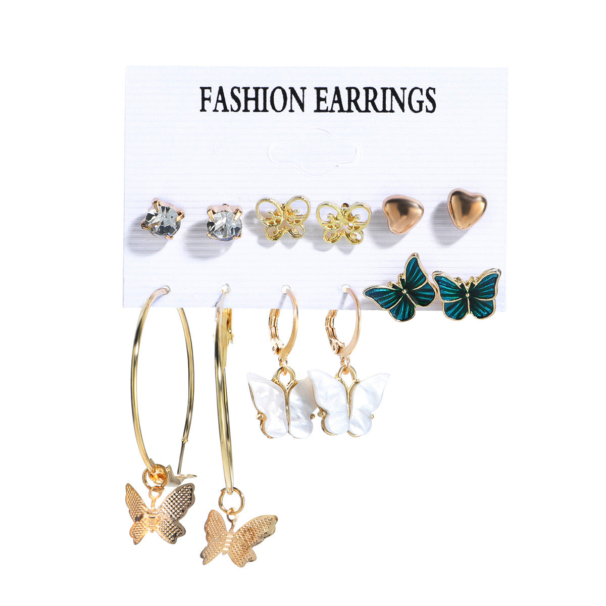 Fashion C-shaped Alloy Diamond Pearl Earrings Set Wholesale