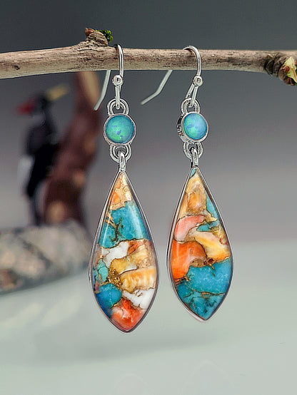 Ethnic Style Geometric Colorful Glazed Alloy Drop Earrings