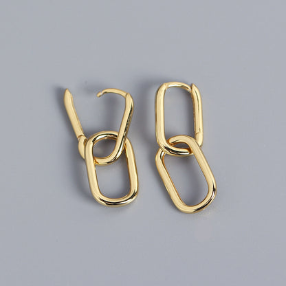 Fashion Geometric Square Interlocking Copper Earrings