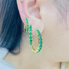 European And American Micro-inlaid Color Zirconium C-shaped Earrings