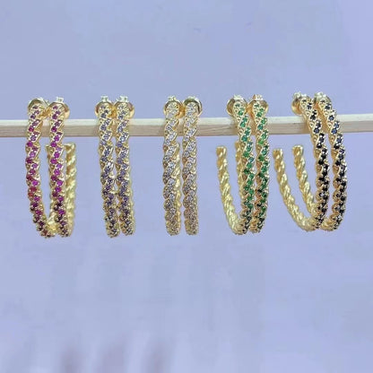 Simple Twisted C-shaped Micro-studded Earrings