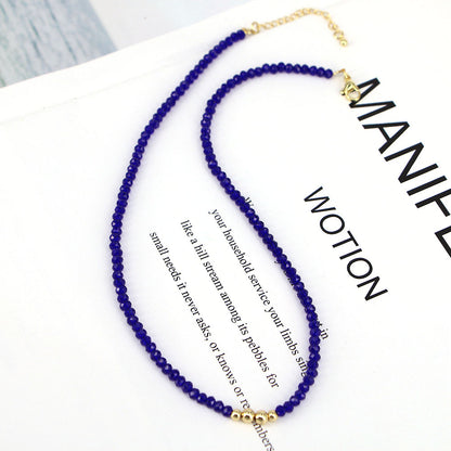 Crystal Beaded Necklace Clavicle Chain  Color Necklace