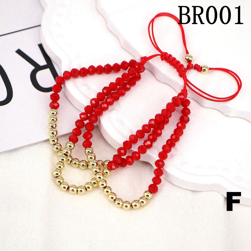 European And American Fashion Crystal Copper Beads Adjustable Braided Bracelet