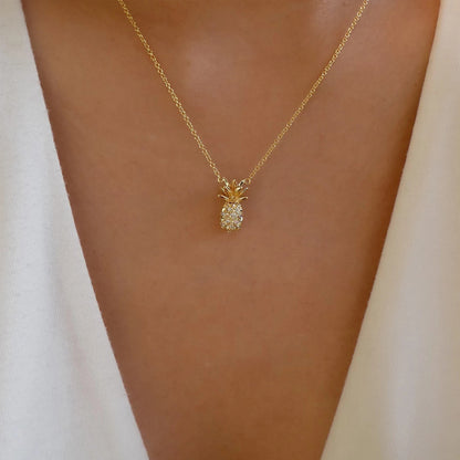 Simple Diamond-studded Pineapple Necklace Wholesale Jewelry