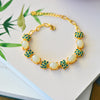 Retro Imitation Natural Jade Lotus Enamel Thick Frosted Copper Bracelet