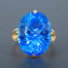 Dove Egg Color Treasure Open Ring Imitating Swiss Blue Oval Natural Topaz Copper Ring