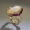 New Opal Gold Ring With Diamonds European And American Fashion Exaggerated Ring