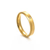 New Simple Double Beveled Edge Gold-plated Stainless Steel Inlaid Zircon Couple Ring