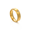 New Simple Double Beveled Edge Gold-plated Stainless Steel Inlaid Zircon Couple Ring
