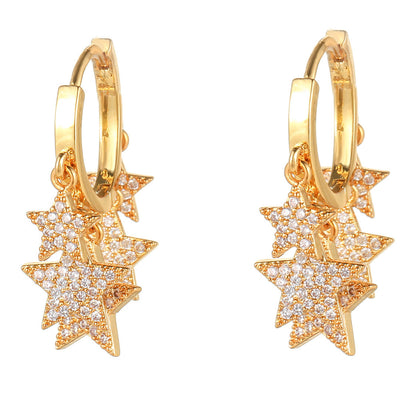 Fashion Star Brass Gem Earrings