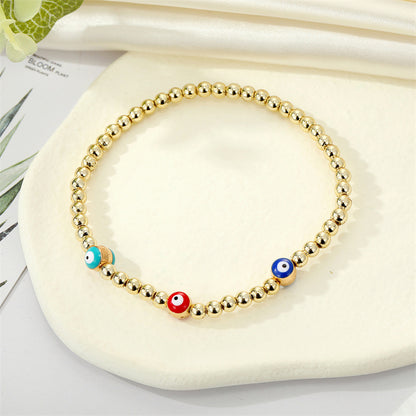 Retro Ethnic Style Eye Golden Bead Bracelet Bracelet Turkish Devil Eye Bracelet Female